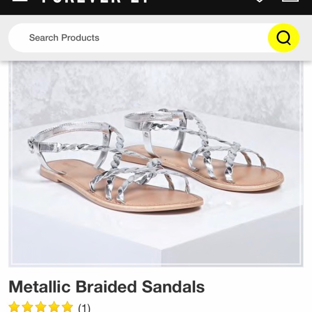Forever 21 - Silver Braided Sandals- size 8